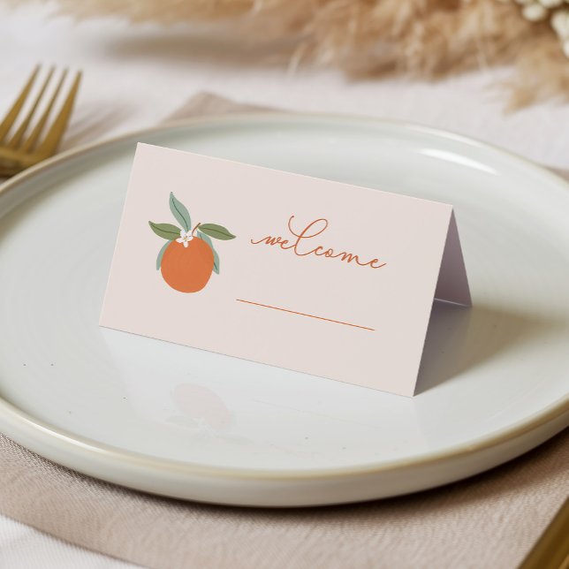 Tarjeta De Asiento Dulce Bebé Naranja Shower de Citricos (place cards with a citrus theme)