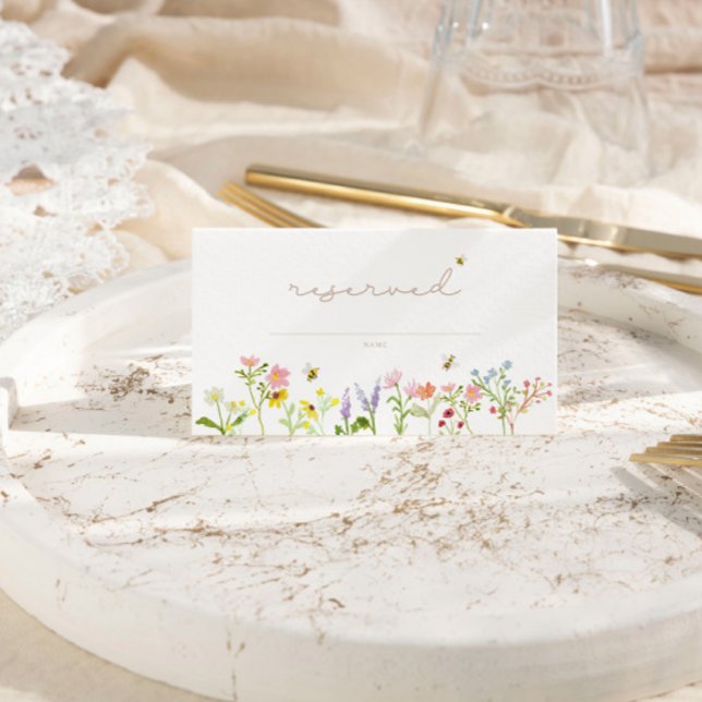 Tarjeta De Asiento Dulce Como Puede Ser Una Mesa Mínima Moderna (A stunning wildflower + bumblebee place card for your baby shower.)