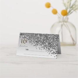 Tarjeta De Asiento Dulce fiesta de cumpleaños número 16 Purpurina neg