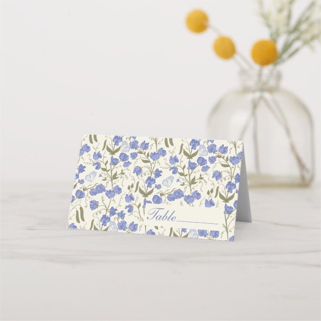 Tarjeta De Asiento Dulce Pea Blue Flowers Place Card (Anverso)