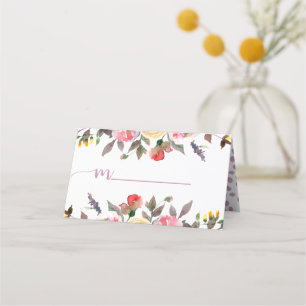 Tarjeta De Asiento Dulce Rosa Acuarela Floral Boda Nombre asiento