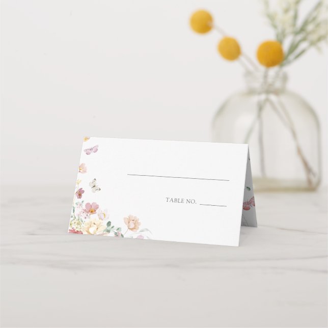Tarjeta De Asiento Duración de la ducha de novias con flores rosadas  (Anverso)