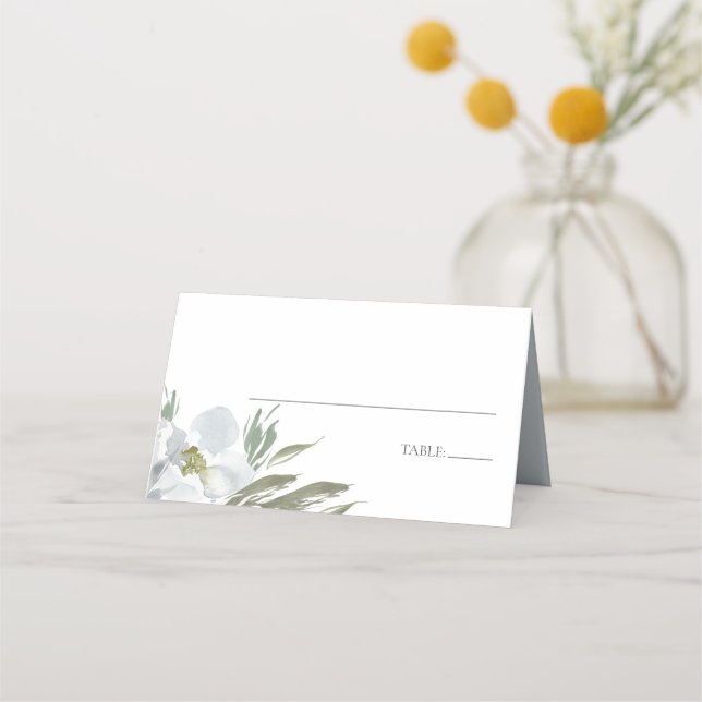Tarjeta De Asiento Duste Blue Floral Place Cards (Anverso)