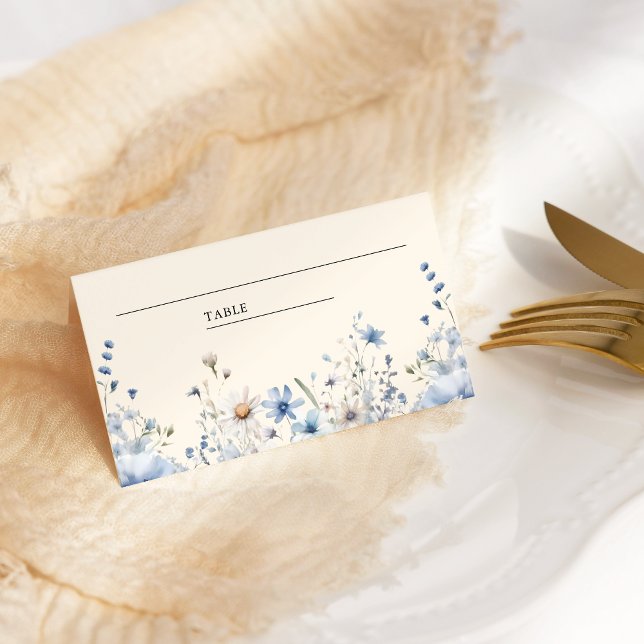 Tarjeta De Asiento Dusty Blue Boho Wildflower Boda (Subido por el creador)