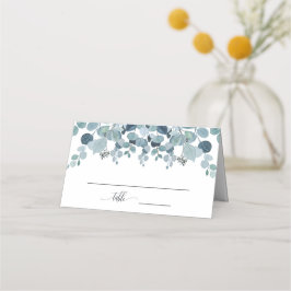 Tarjeta De Asiento Dusty Blue Eucalyptus Greenery Boda