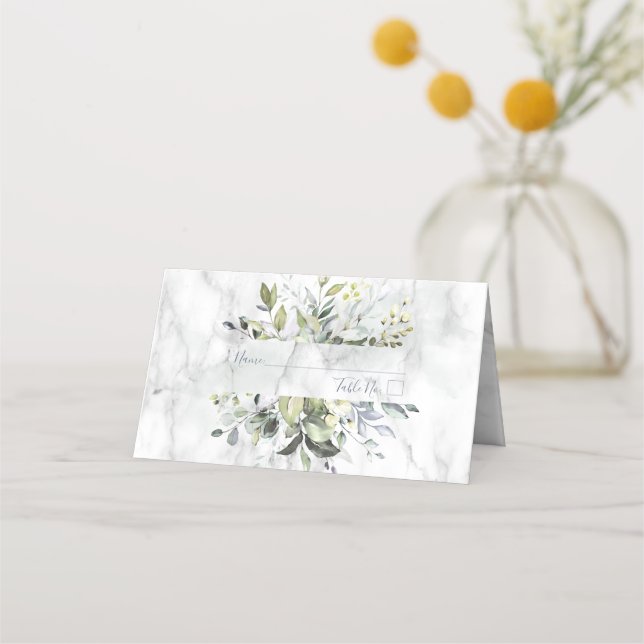 Tarjeta De Asiento Dusty Blue Eucalyptus Greenery Succulent (Anverso)