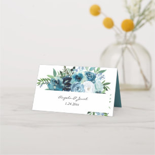 Tarjeta De Asiento Dusty Blue Floral 2 versión 2