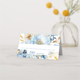 Tarjeta De Asiento Dusty Blue Floral Gold
