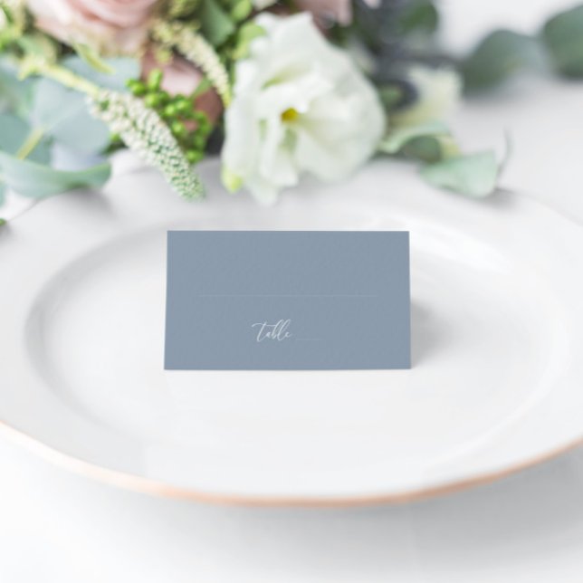 Tarjeta De Asiento Dusty Blue Modern Elegant Wedding Blank Place Card (Subido por el creador)