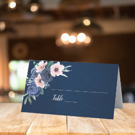 Tarjeta De Asiento Dusty Blue Navy Champagne Boda de Marfil
