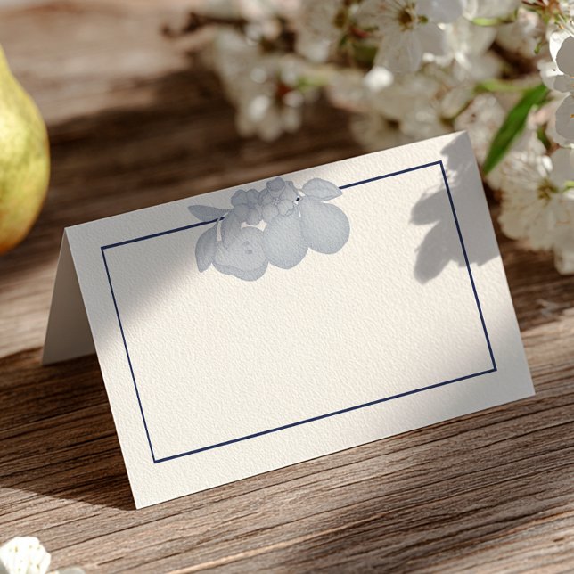 Tarjeta De Asiento Dusty Blue Perfect Pear Pear Folded Place Card (Table Place Card)