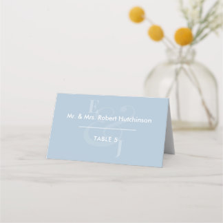 Tarjeta De Asiento Dusty Blue Reverse Ampersand Wedding | Asiento Ple