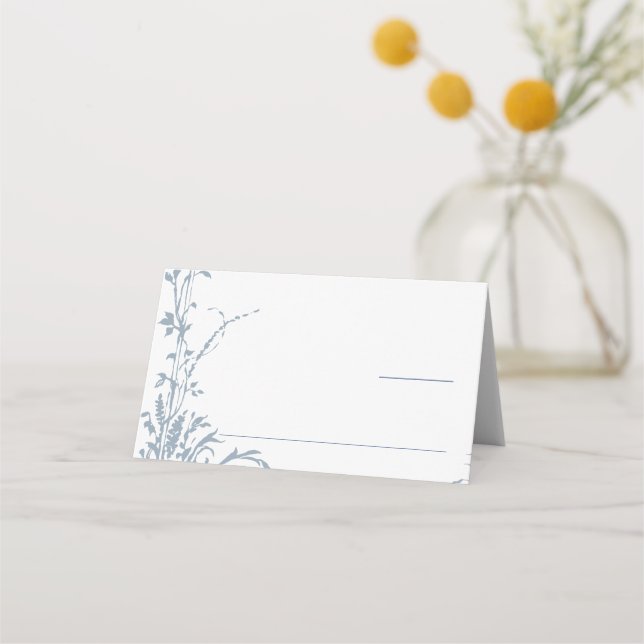 Tarjeta De Asiento Dusty Blue Romantic Botanical Garden Wedding (Anverso)
