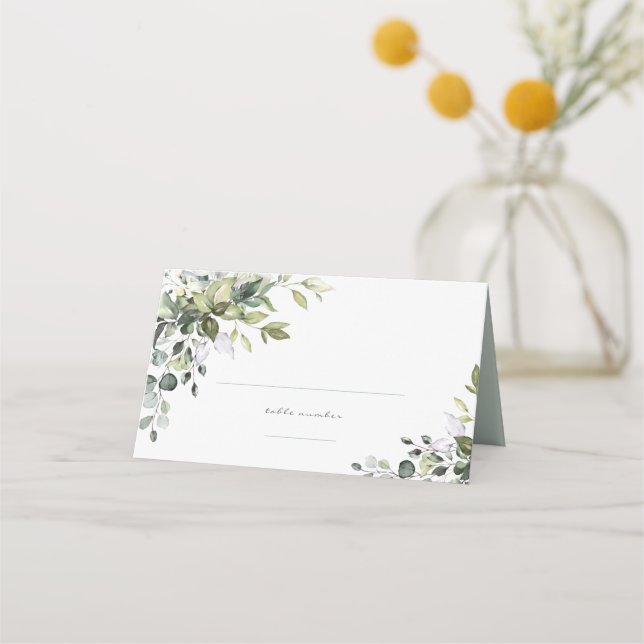 Tarjeta De Asiento Dusty Greenery Florals (Anverso)