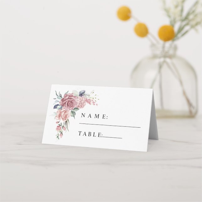 Tarjeta De Asiento Dusty Pink Floral Wedding (Anverso)