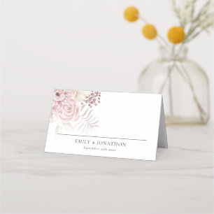 Tarjeta De Asiento Dusty Pink Florals Nombres Fecha Boda de bienvenid