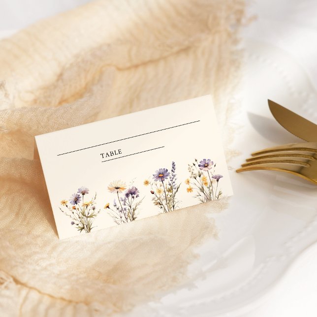 Tarjeta De Asiento Dusty Purple Boho Boda de la flor silvestre (Subido por el creador)