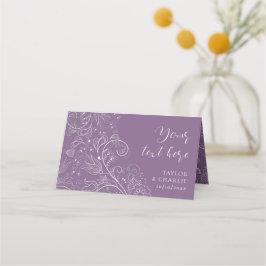 Tarjeta De Asiento Dusty Purple Elegent Boda Floral