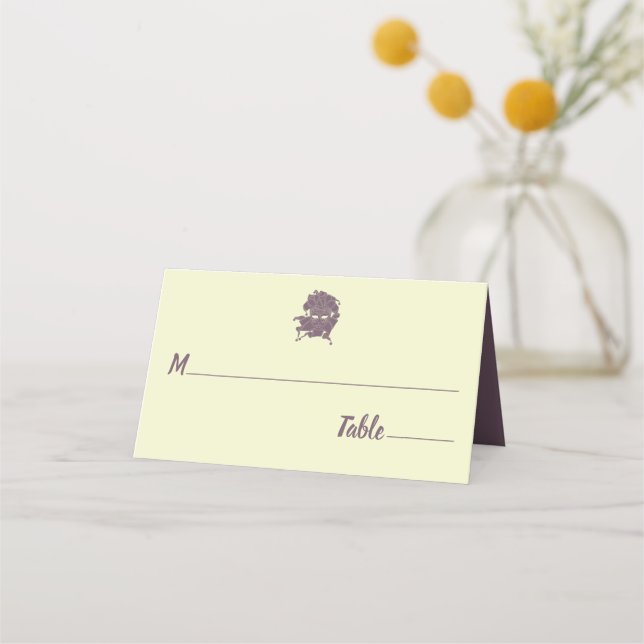 Tarjeta De Asiento Dusty Purple Masquerade Ball Gala (Anverso)