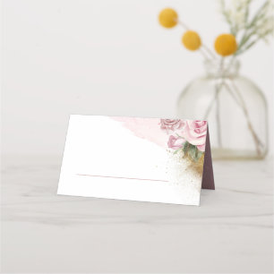 Tarjeta De Asiento Dusty Rosa Boda Purpurina Floral Gold