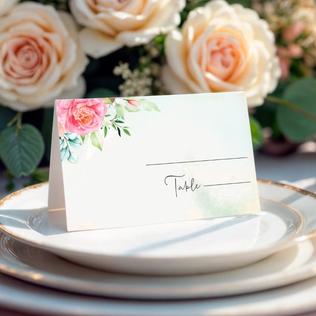 Tarjeta De Asiento Dusty Rosa Floral Boho Boda Place Card (Subido por el creador)