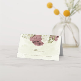 Tarjeta De Asiento dusty rose white flowers botanical wedding