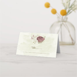 Tarjeta De Asiento dusty rose white flowers botanical wedding