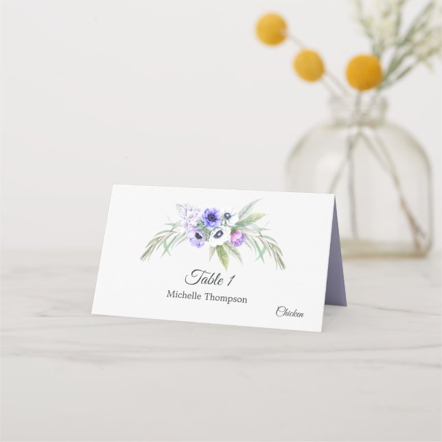 Tarjeta De Asiento Dusty Violet Floral Baby Shower (Anverso)