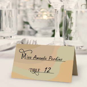 Tarjeta De Asiento Earthtone Retro Swirls Write In Boda