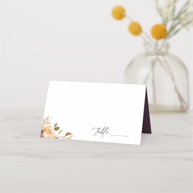 Tarjeta De Asiento Earthy Autumn Floral Boda (Anverso)