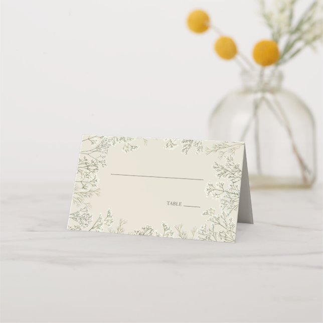 Tarjeta De Asiento El aliento del bebé de la boda blanca elegante (Anverso)