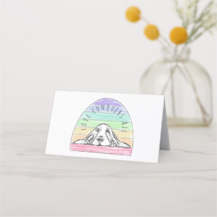 Tarjeta De Asiento el amor conquista todo perro arcoíris basset hound