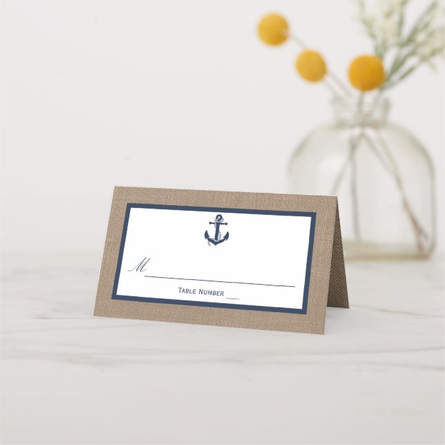 Tarjeta De Asiento El Ancla De La Marina En La Colección De Bodas De  (Anverso)
