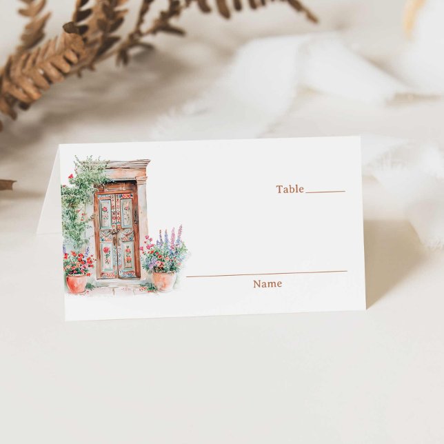 Tarjeta De Asiento El Boda de la Terracota Rústica de México doblado (Rustic Wedding Place Card)