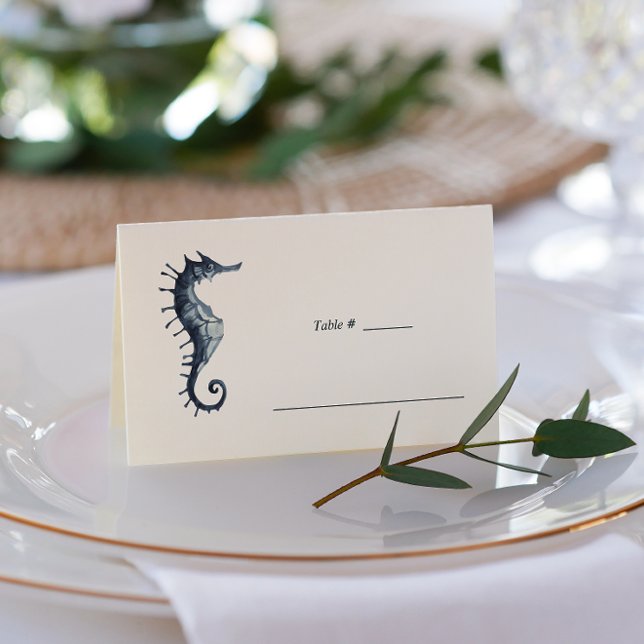 Tarjeta De Asiento El caballito de mar azul | Lugar de mesa de Boda n (Subido por el creador)