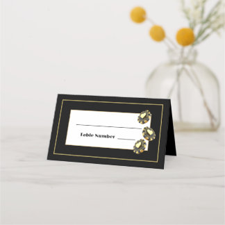Tarjeta De Asiento El Casino de Las Vegas Chips Black Gold Table