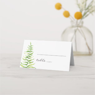 Tarjeta De Asiento El helecho verde acuarela. Boda botánico de Woodla