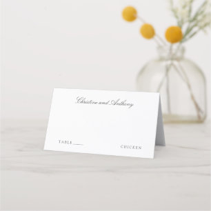 Tarjeta De Asiento Elección de comida en blanco y negro para bodas co