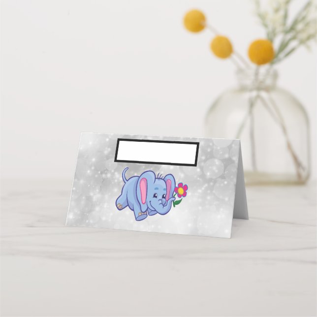 Tarjeta De Asiento Elefante de dibujos animados lindo (Anverso)