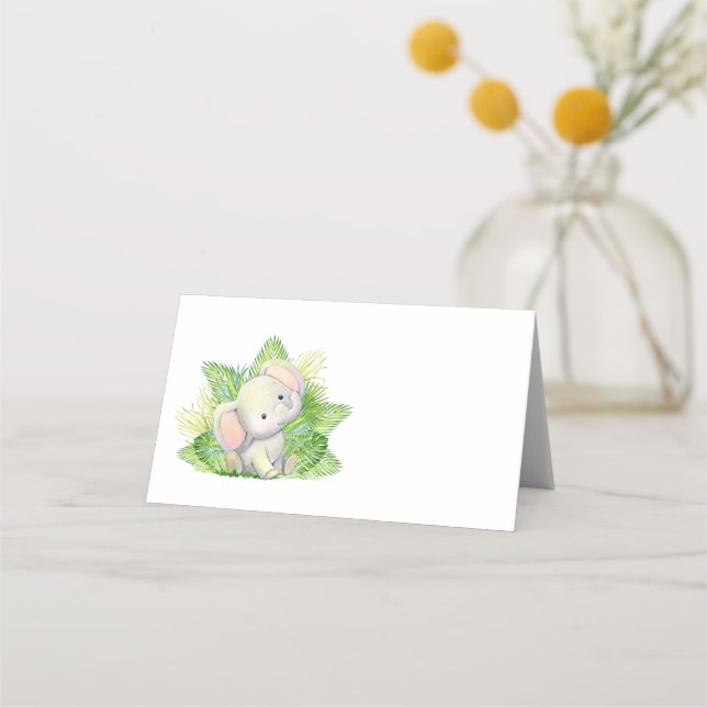 Tarjeta De Asiento Elefante de Safari (Anverso)