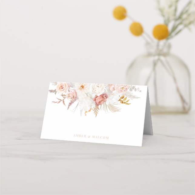Tarjeta De Asiento Elegancia elegante: Boda floral sin ley (Anverso)