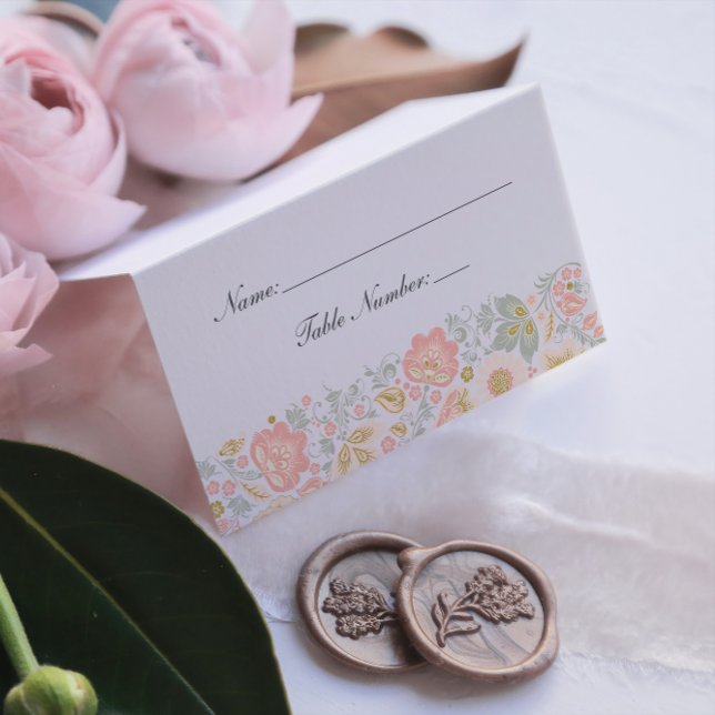 Tarjeta De Asiento Elegancia floral Peach Sage Rubor Boda clásico (Subido por el creador)