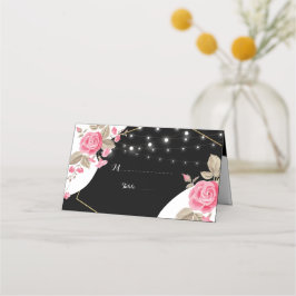 Tarjeta De Asiento Elegancia moderna Luz de cadena floral rosa