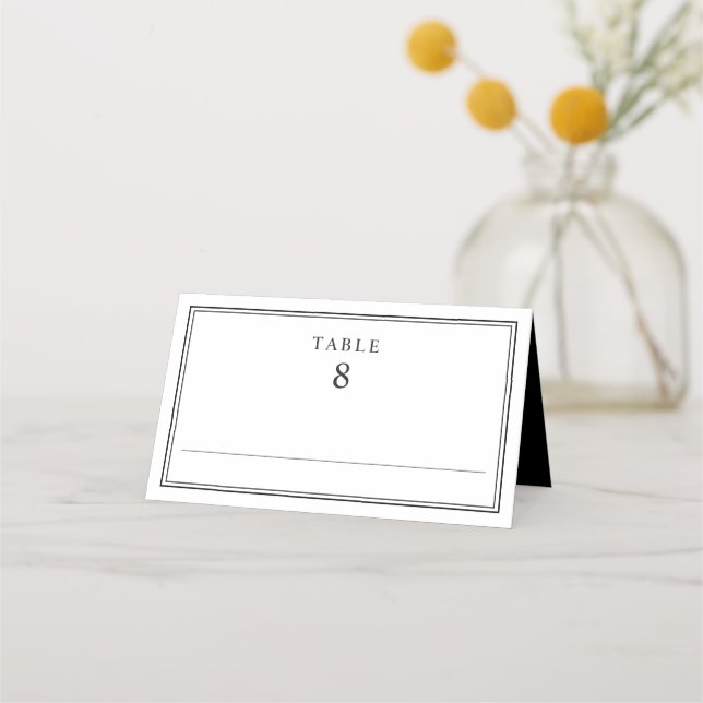Tarjeta De Asiento Elegant Black And White Wedding (Anverso)