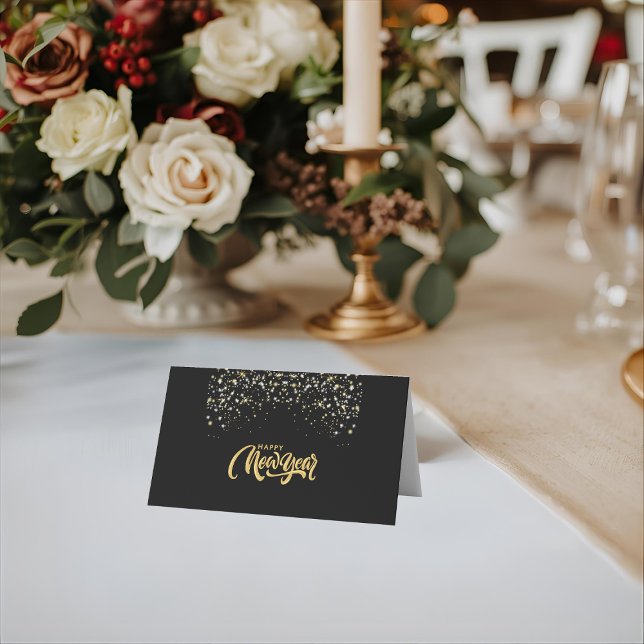 Tarjeta De Asiento Elegant Black Personalized Folded Place Card (Subido por el creador)