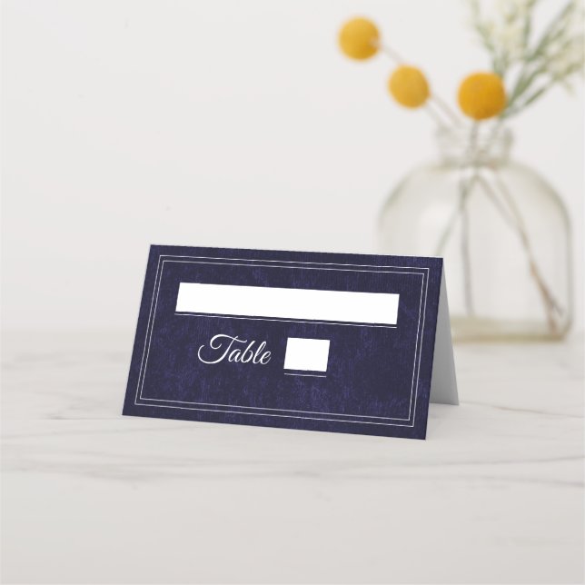 Tarjeta De Asiento Elegant Classic Navy Blue Wedding (Anverso)