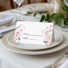 Tarjeta De Asiento Elegant Colorful Wildflower Name Place Card
