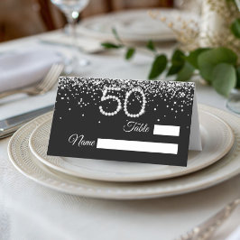 Tarjeta De Asiento Elegant Diamonds 50th Birthday Party Place Card