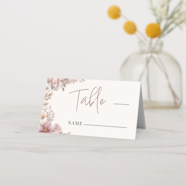 Tarjeta De Asiento Elegant Dusty Pink Magnolia Table Number  (Anverso)