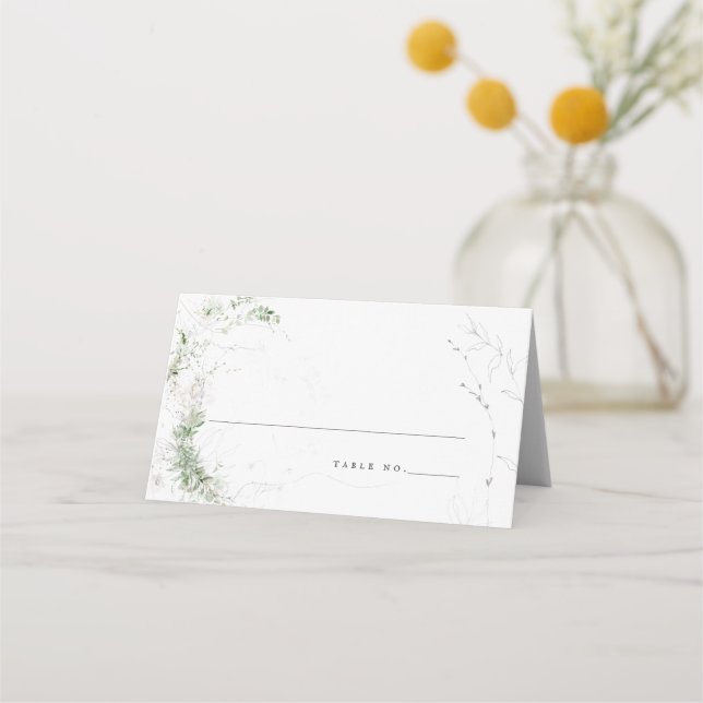 Tarjeta De Asiento Elegant Earthy Greenery Watercolor Wedding (Anverso)